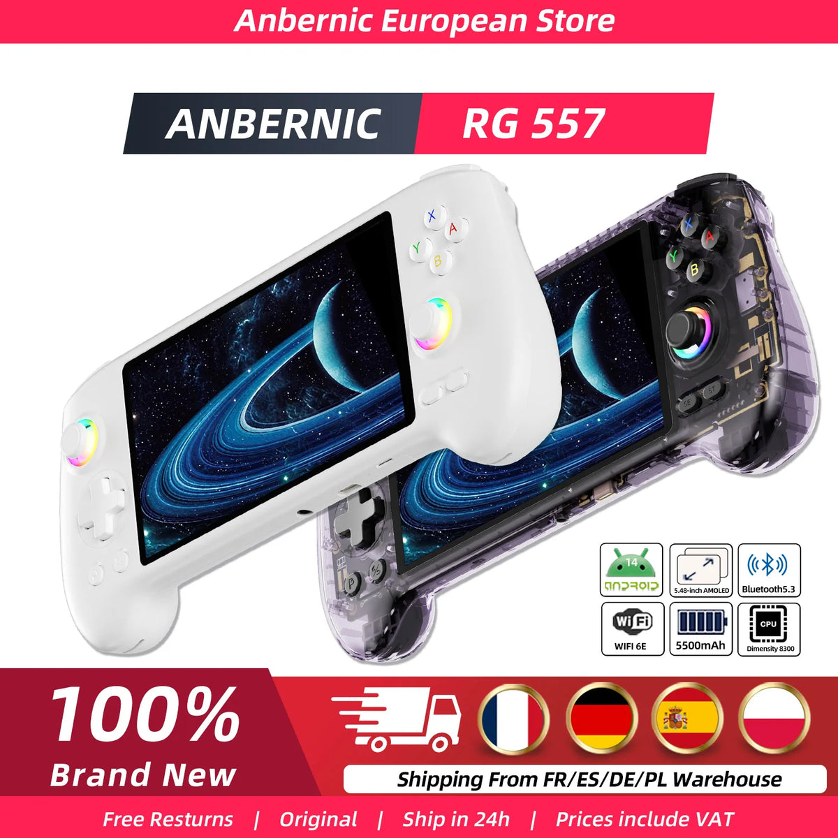 ANBERNIC RG557 – Consola retro portátil con batería 5500mAh